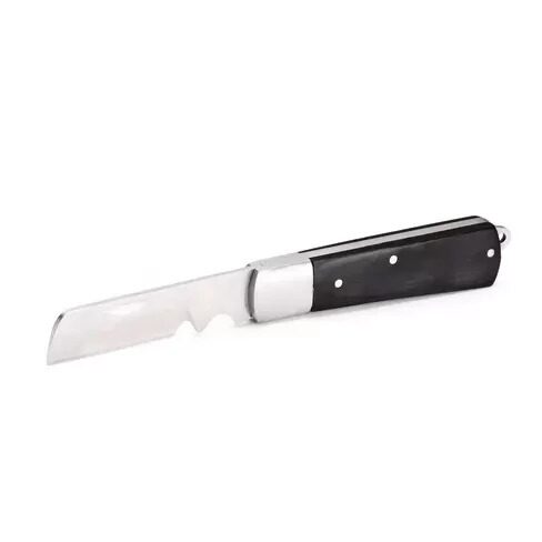 Нож монтерский большой складной с прямым лезвием и зоной для зачистки кабеля КВТ НМ-10