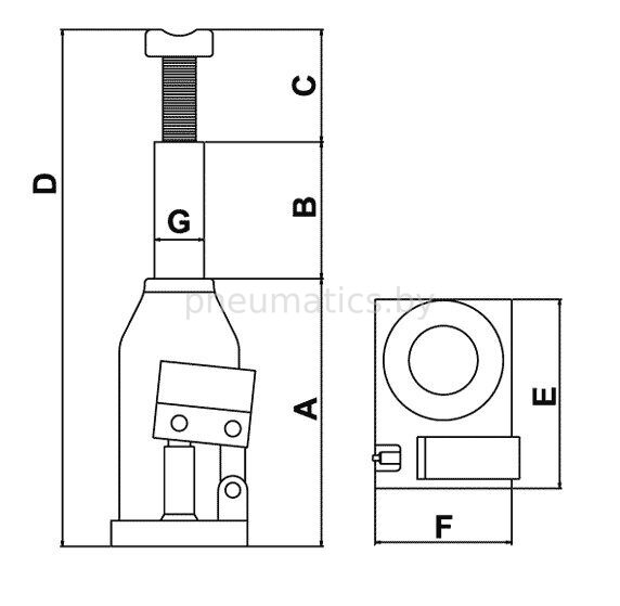 Бутылочный домкрат 8т CP81080_drawing